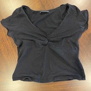 Brandy Melville Black Ruched Blouse